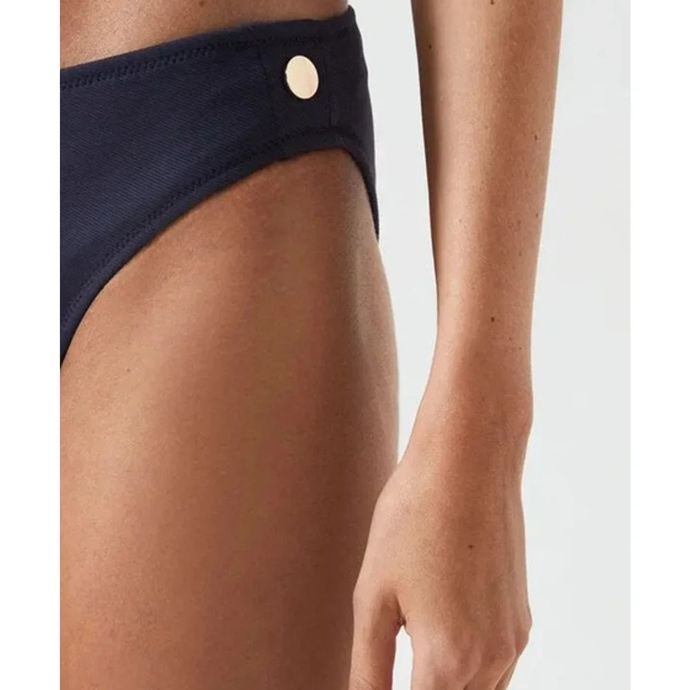 REISS Bikini Bottom Size 6 NEW Navy Blue w/ Button Swim Bottoms Swimsuit